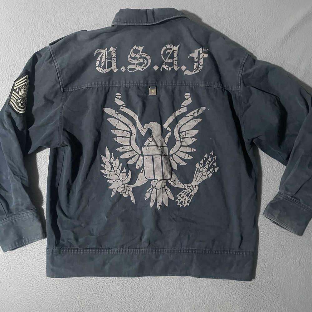 Vintage Bare Fox Military Full Zip Jacket Front Pocket Patches Graphic Print 3XL - Picture 7 of 9